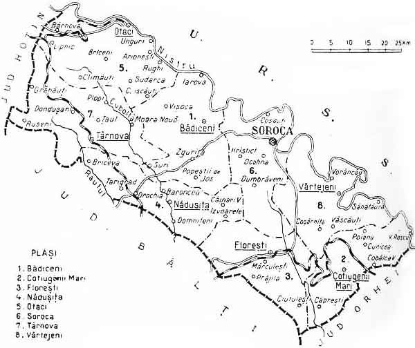 Harta județului Soroca, 1938